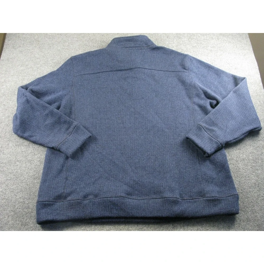 Jeremiah Mens XXL Blue Herringbone‎ Quarter Zip Fleece Sweater Jacket #2105